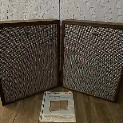 Vintage 70's Pair Of MCM Sonics Thin Profile AS-61 Walnut Stereo 2 Way Speakers • £128.27