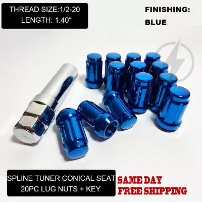 Fit Ford Taurus Explorer Flex Mustang Spline Tuner 1.4''lug Nut 1/2-20 Blue 20 • $22.29