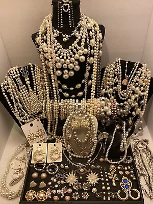 Vintage To Now Jewelry Lot-Junk - Redesign-Great For Craft-Faux Pearl- 6 Lbs • $56