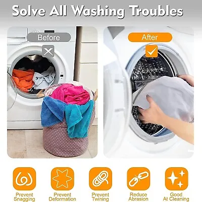 Set Of 2 Washing Machine Net Nets Bags For Mesh Underwear Socks Clothes Lingerie • £3.69