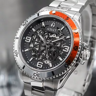 Aquacy Skeleton Automatic Miyota Movement By Citizen Men's Watch 200M Black • $31