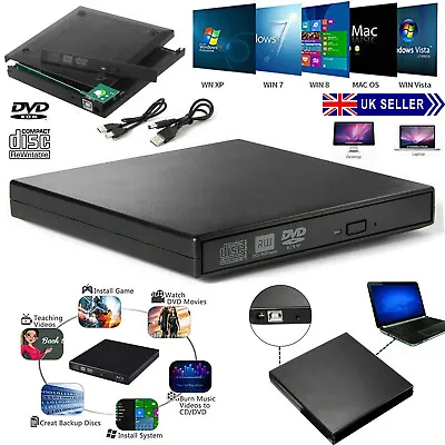 £8.89 • Buy 2.0 Usb To Laptop Cd/dvd Rom Ide External Rw Caddy Case Enclosure Black Cover
