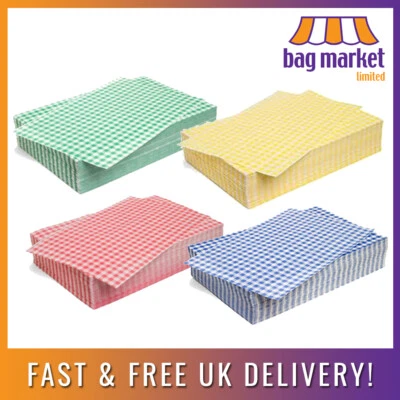 £45.99 • Buy 2000 X Gingham Duplex 10 X 15  Greaseproof Paper Sheets | Food/Wrap/Burger/Liner