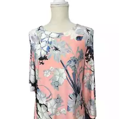 AA Studio AA Gray And Pink Floral Shift Dress Size 10 • $30