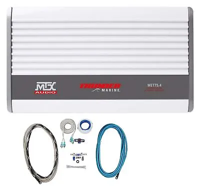 MTX WET75.4 400 Watt RMS 4-Channel Marine Amplifier+Amp Kit 4 Boat/ATV/UTV/RZR • $269.95