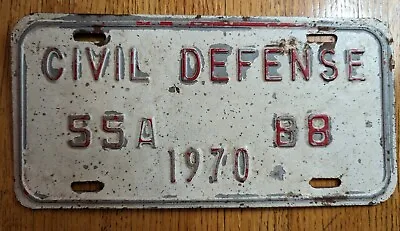 1970 Vintage Civil Defense License Plate Car Tag 55A 88 Federal Military  • $39.99