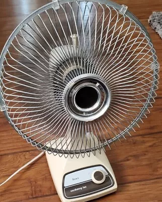 Vintage Sears 2 Speed Oscillating Table Desk Fan Off White Beige • $39.99