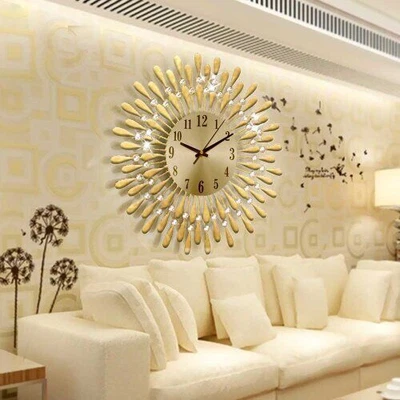 £23.95 • Buy 3D Large Diamante Crystal Jeweled Retro Style Wall Clock Beaded Living Room New