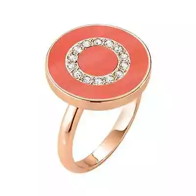 Women's Ring Size 14 Morellato Silver 925 Rose Gold Zircons Stone Coral • $30.28