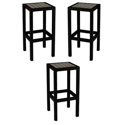 $912.09 • Buy Home Square Aluminum Patio Bar Stool In Black And Gray - Set Of 3