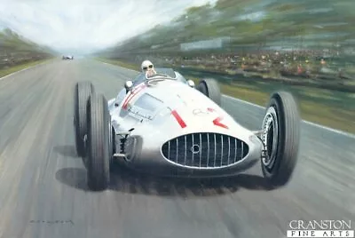 German Grand Prix  Motor Racing Art Print Rudolf Caracciola Mercedes W163.  • £95