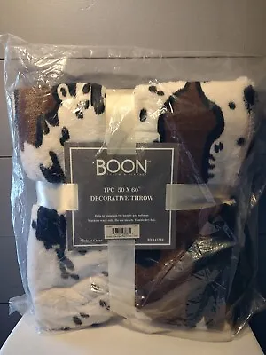 Boon Double Sided Faux Fur Throw Blanket Cow Printed Super Soft Warm 50 X60  • £19.27