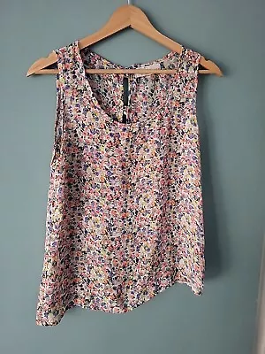 New Look Cameo Rose Size 12 Pink Floral Sleeveless Chiffon Blouse (0623/23) • £4