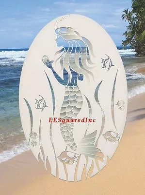 Mermaid Window Decal OVAL 21x33 Mermaids Glass Door Vinyl Cling Tropical Decor • $39.99