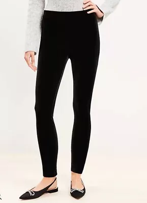 Loft Women's Solid Black Velvet Pull-On Comfy Leggings Size XS NWT • $14.98