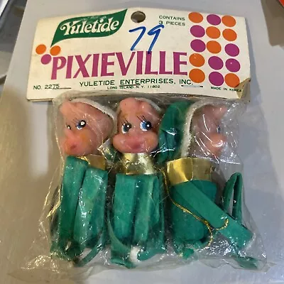 Vtg Lot 3 Yuletide Pixieville Green Knee Hugger Pixie Elves Xmas Japan NEW • $70