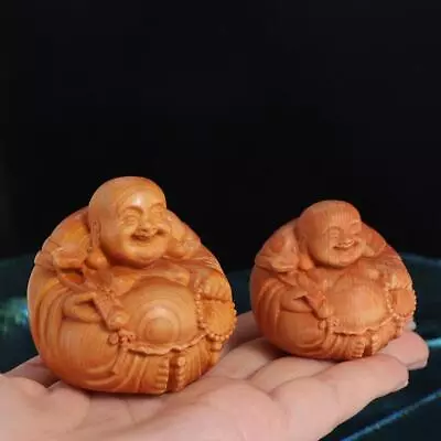 Miniature Buddha Statue Craft Woodcarving Handmade Statue  Chinese Buddhism • £6.32