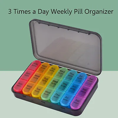 Weekly Pill Organizer Box Case Daily Use 3 Times A Day Lock Compartment Vitamins • $11.89