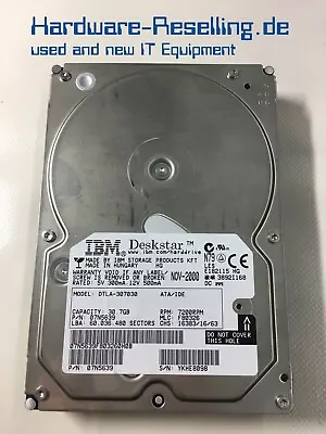 IBM Deskstar DTLA-307030 30GB 7200RPM 2MB 35   Ide 07N5639 F80326 • £98.46