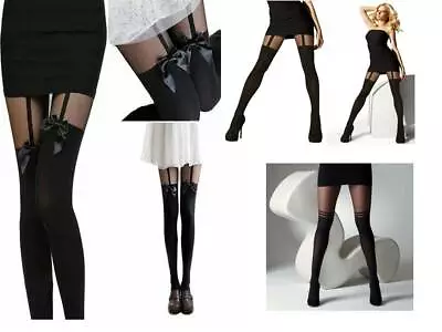 Women Girls Temptation Sheer Mock Suspender Tights Pantyhose • $6.20