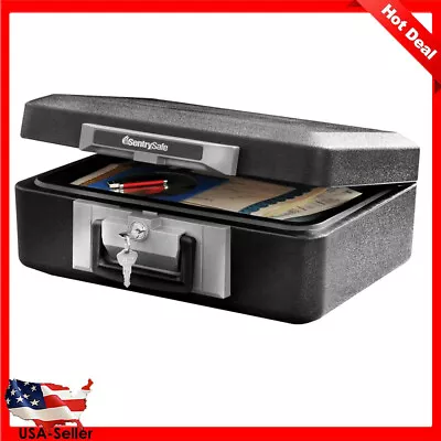$41.78 • Buy Safe Deposit Box Fire-Resistant W/ Privacy Lockable Key Carrying Handles Black
