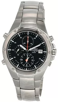 Seiko Sportura Chrono Black Dial Silver SS Men's Watch SDWF83 -Store Display • $275