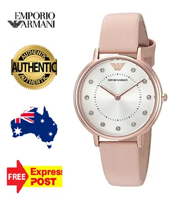 New Emporio Armani Ar2510 Nude Leather Pink/rose Gold/silver Womens Ladies Watch • $239.99