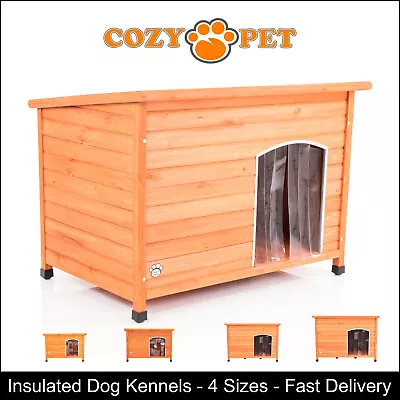 Dog Kennels Insulated Cozy Pet 4 Sizes Wooden Puppy Kennel House Removable Floor • £156.99