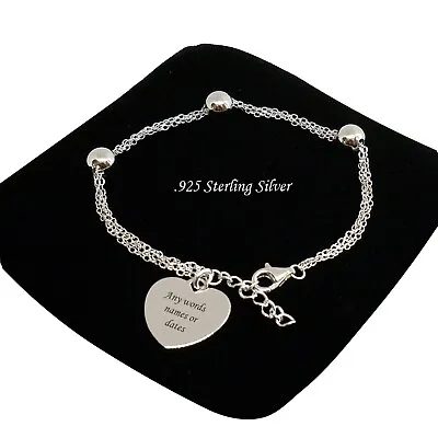 Personalised 925 Sterling Silver Bracelet With Engraving.Engraved Gift For Woman • $85.12