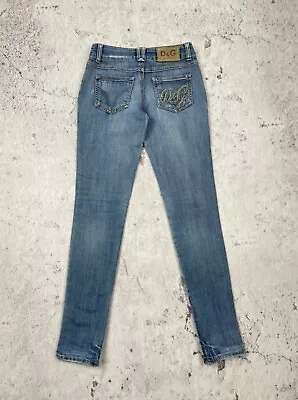 Vintage Women’s Dolce Gabbana Big Logo Zip Denim Jeans • $20