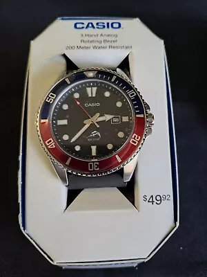 Casio DURO Marlin Men's Diving Watch With Red And Blue PEPSI Bezel MDV106B-1A2V • $48