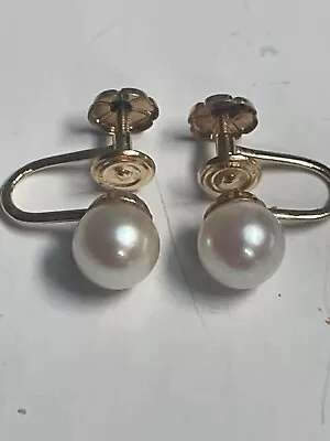 Vintage 14k And Pearl Screwback Earrings • $50