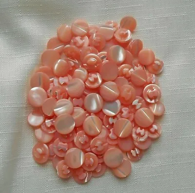 12 Vintage Salmon Pink Dyed Mother Of Pearl Shell Buttons- 1/2 Inch-Item# 1-36 • $2.50