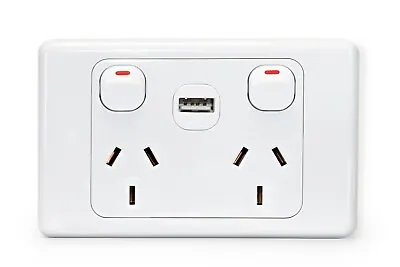 10 A Amp 240V Light Switch Double Power Point Wall Socket Outlet GPO Plate USB • $15.95