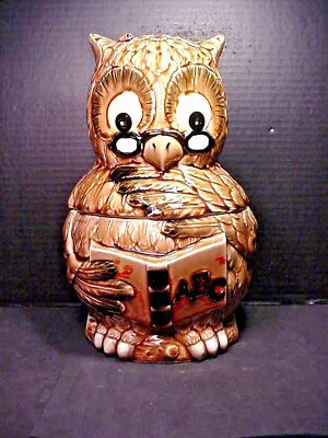 Cookie Jar Wise Owl ABC Teacher W/ Glasses Book Pencil Vintage Japan • $49