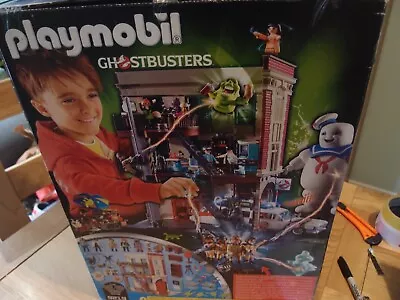 Playmobil Ghostbusters 9219 Firehouse And Hot Dog Stall Stay Puff And Ecto 1-car • £64