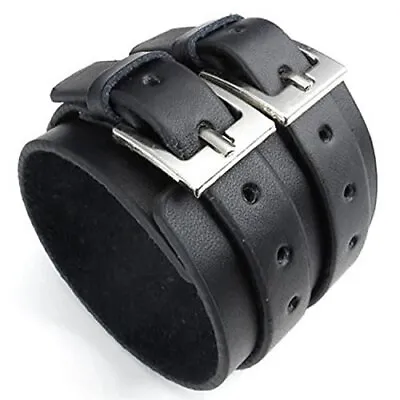 Casoty Black Bracelets For Men And Women Leather Bracelet Punk Rock Viking Me... • $19.24
