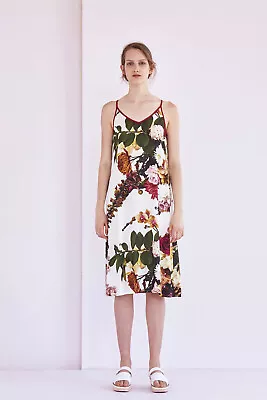 Kuwaii The Label Botanical Print Midi Slip Dress Size 14 • $80