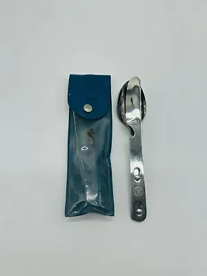 Vintage Boy Scouts BSA Utensils Silverware Knife Fork Spoon Mess Kit W/Case Name • $14.99