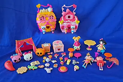 Lalaloopsy Lot Of 49 Inc:2 Tiny Houses 8 Mini Lalaloopsy Dolls & 39 Accessories. • $55