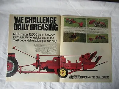 1968 Massey Ferguson MF12 Baler Rakes PRINT AD  14x10   2 Pages • $10.95