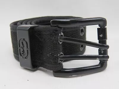 Black Nylon Web Belt Mens Size 32 Black Buckle Riveted • $11.95