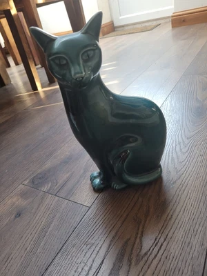 £65 • Buy Vintage 1960s Turquoise Poole Pottery Cat Ornament 11 Inches Perfect Condition