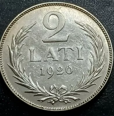 1926 LATVIA  2 Lati Almost UNCIRCULATED Silver 0.835Ag Coin-27mm-KM#8(#2) • $15