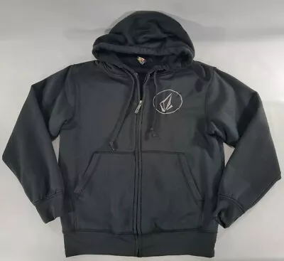 Volcom Heavy Hoodie Adult Sz S Black Full Zip Graphic Skateboarding Stitch Logo • $33.26