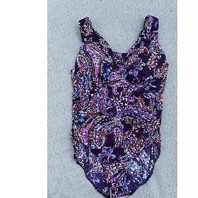 Miraclesuit Averi Purple Floral One Piece Swimsuit | Size 16 • $25