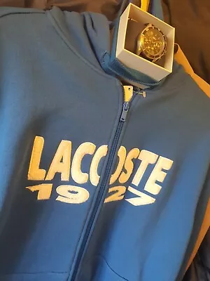 LACOSTE Sport ARON Blue Zip Top Hoody No3 S/M & Black Watch Set GREAT GIFT • £128.88
