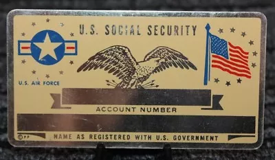 Metal USAF US Air Force Social Security ID Card Custom Engraved [080CHR] • $7