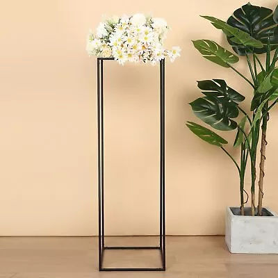 2 Pcs 40  Tall Matte Black Geometric Metal Stands Wedding Flower Vase Holders • $46.47