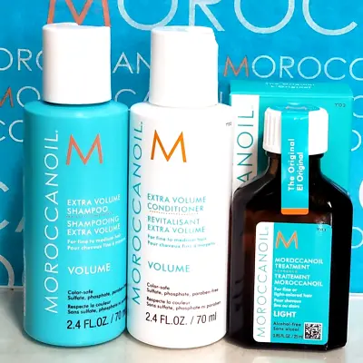 Moroccanoil Extra Volume Shampoo Conditioner 2.4 Oz + Oil Treatment 0.85 Oz Set • $29.95